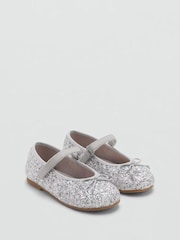 Mango Silver Glitter Strap Ballet Flats - Image 2 of 4
