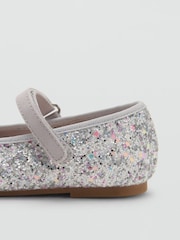 Mango Silver Glitter Strap Ballet Flats - Image 4 of 4