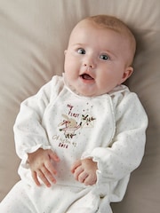 Mamas & Papas White My First Christmas 2026 Bunny Sleepsuit - Image 2 of 7