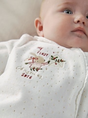 Mamas & Papas White My First Christmas 2026 Bunny Sleepsuit - Image 3 of 7
