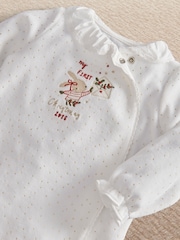 Mamas & Papas White My First Christmas 2026 Bunny Sleepsuit - Image 5 of 7