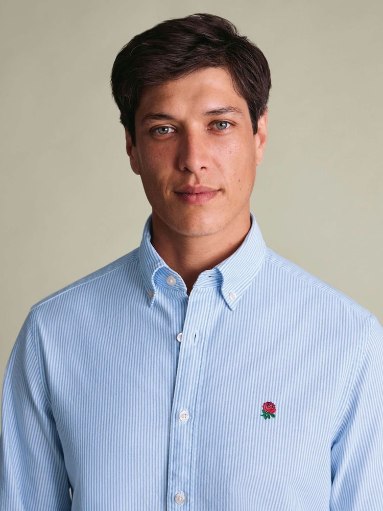 Charles Tyrwhitt Blue Rfu Button-Down Washed Oxford Slim Fit Shirt - Image 2 of 5 Charles Tyrwhitt Blue Rfu Button-Down Washed Oxford Slim Fit Shirt - Image 2 of 5