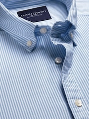Charles Tyrwhitt Blue Rfu Button-Down Washed Oxford Slim Fit Shirt - Image 4 of 5