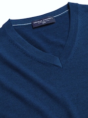 Charles Tyrwhitt Blue Pure Merino V-Neck Jumper - Image 5 of 5