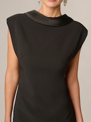 Adrianna Papell Black Crepe And Satin Mini Dress - Image 5 of 6