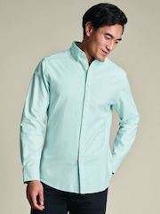 Charles Tyrwhitt Aqua Green Button-down Stretch Washed Oxford Slim Fit Shirt - Image 1 of 5