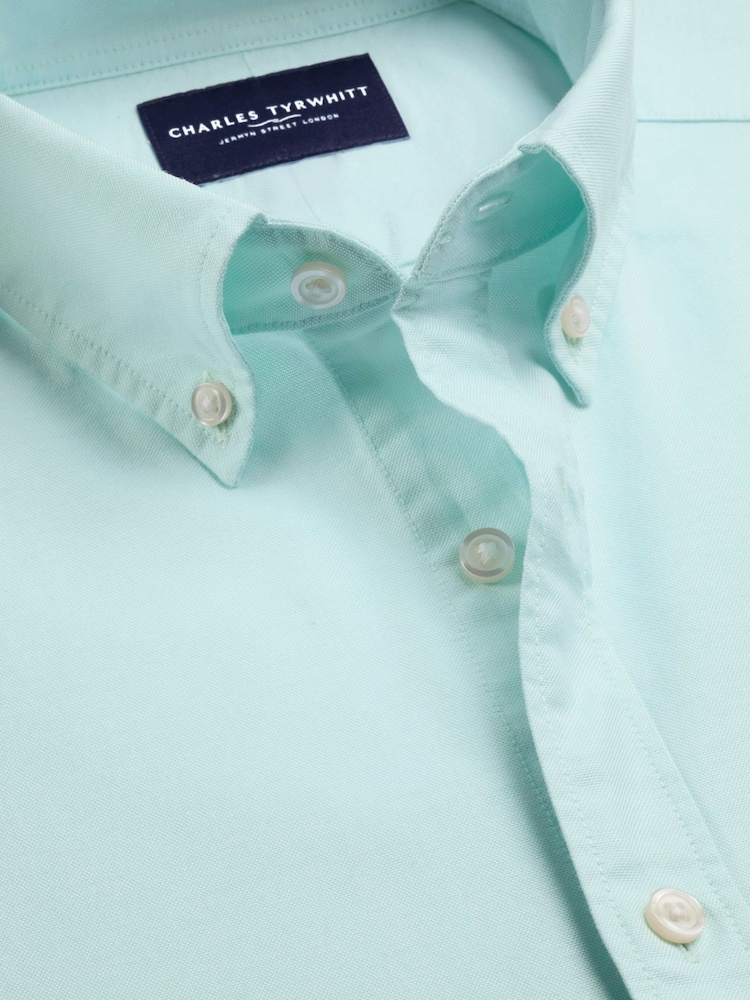 Charles Tyrwhitt Aqua Green Button-down Stretch Washed Oxford Slim Fit Shirt - Image 5 of 5 Charles Tyrwhitt Aqua Green Button-down Stretch Washed Oxford Slim Fit Shirt - Image 5 of 5