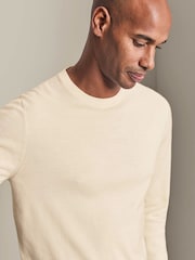 Charles Tyrwhitt Natural Pure Merino Crew Neck Jumper - Image 2 of 6