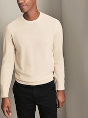 Charles Tyrwhitt Natural Pure Merino Crew Neck Jumper - Image 3 of 6