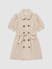 Reiss Camel Naomi 4-9 yrs Puff Sleeve Belted Dress - Image 2 of 6