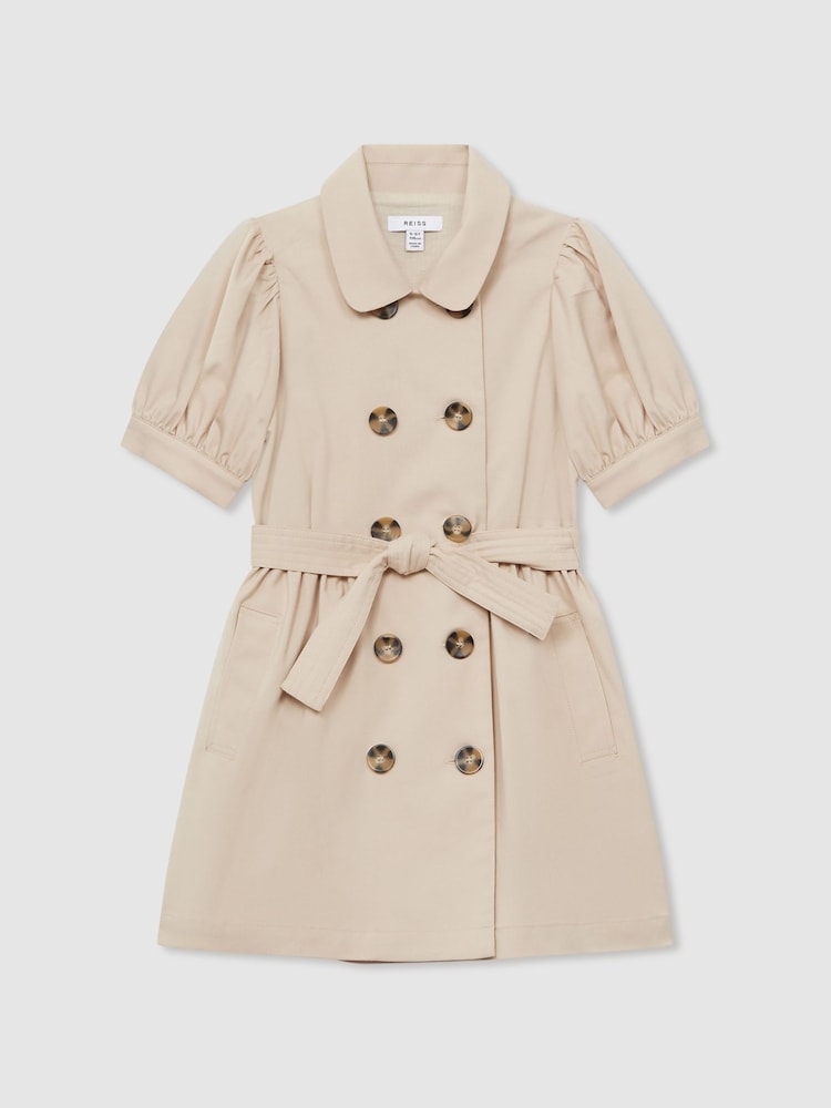 Reiss Camel Naomi 4-9 yrs Puff Sleeve Belted Dress - Image 2 of 6