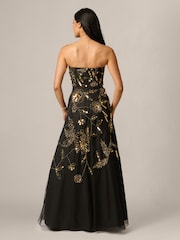 Adrianna Papell Floral Bead Strapless Dress - 6суретінің 2 суреті