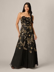 Adrianna Papell Floral Bead Strapless Dress - 6суретінің 4 суреті