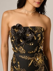Adrianna Papell Floral Bead Strapless Dress - 6суретінің 5 суреті