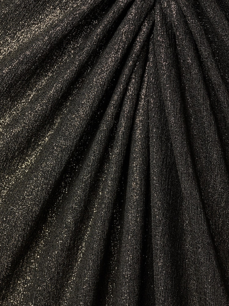Adrianna Papell Black V-Neck Metallic Ankle Dress - Image 6 of 6