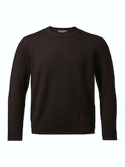 Charles Tyrwhitt Brown Pure Merino Crew Neck Jumper - Image 3 of 6