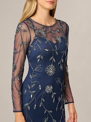 Adrianna Papell Blue Studio Long Sleeve Bead Dress - Image 4 of 6