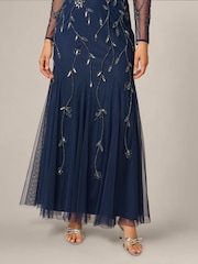 Adrianna Papell Blue Studio Long Sleeve Bead Dress - Image 5 of 6