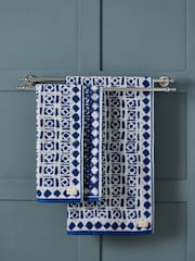 Nina Campbell Blue Batik 100% Cotton Towel - Image 1 of 2
