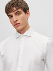 BOSS White Regular Fit Double Cuff Long Sleeve Shirt - Image 4 of 6