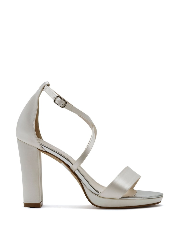 Rainbow Club Natural Nivana Ivory Wedding Satin Sandals - Image 2 of 5