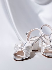 Rainbow Club Natural Arabella Ivory Wedding Satin Sandals - Image 3 of 7