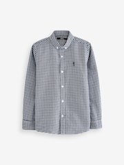 Navy Blue Gingham Long Sleeve Oxford Shirt (3-16yrs) - Image 1 of 5