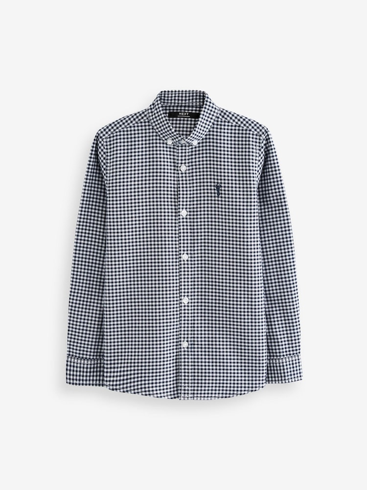 Navy Blue Gingham Long Sleeve Oxford Shirt (3-16yrs) - Image 1 of 5