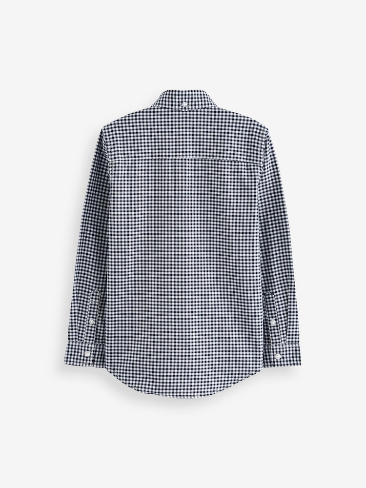 Navy Blue Gingham Long Sleeve Oxford Shirt (3-16yrs) - Image 2 of 5
