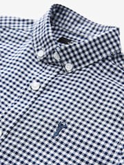 Navy Blue Gingham Long Sleeve Oxford Shirt (3-16yrs) - Image 3 of 5