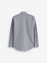 Navy Blue Gingham Long Sleeve Oxford Shirt (3-16yrs) - Image 4 of 5