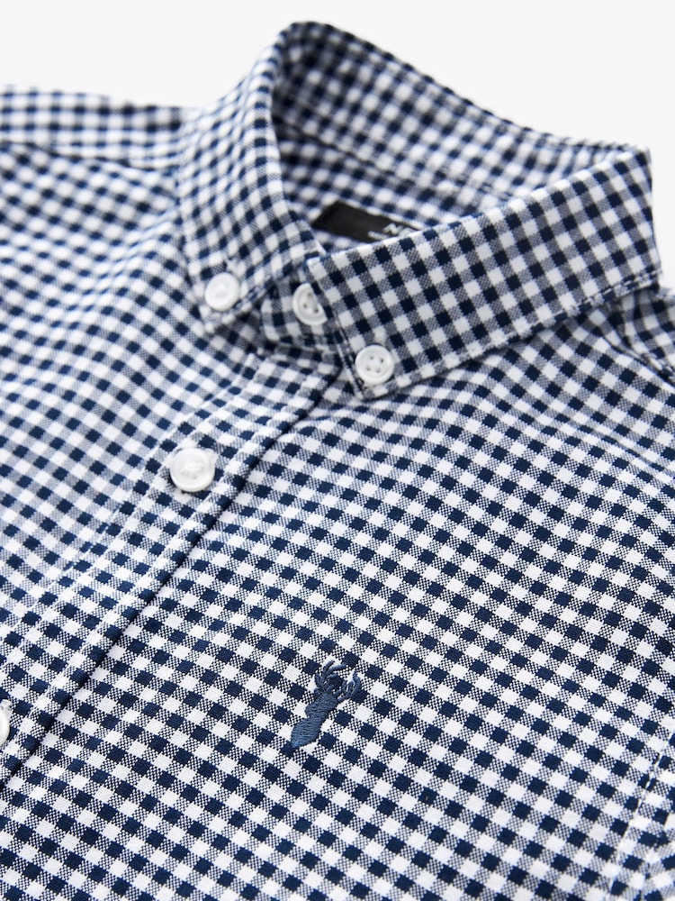 Navy Blue Gingham Long Sleeve Oxford Shirt (3-16yrs) - Image 5 of 5