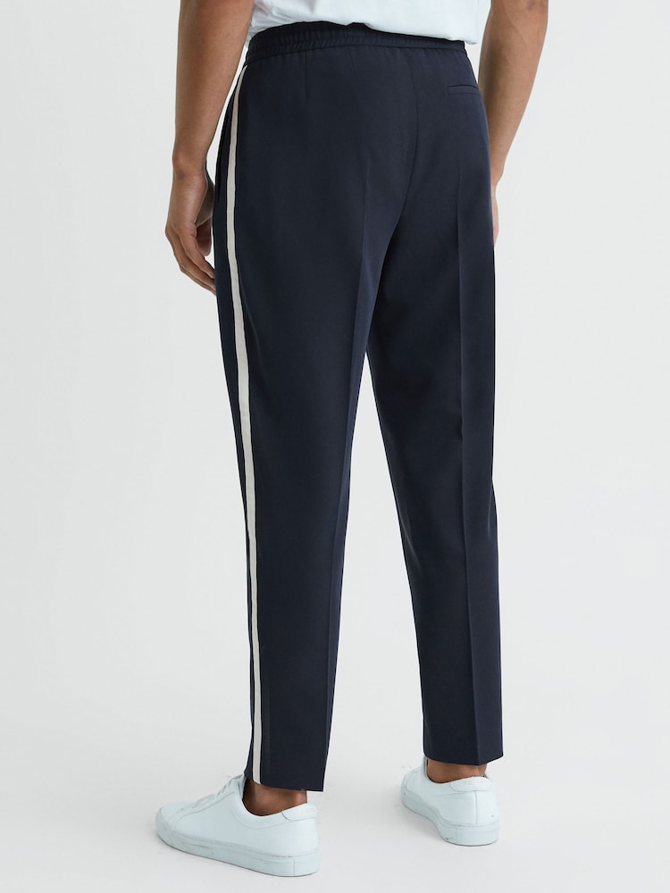 Reiss Navy Ossian Elasticated Side Stripe Trousers - Image 4 of 4