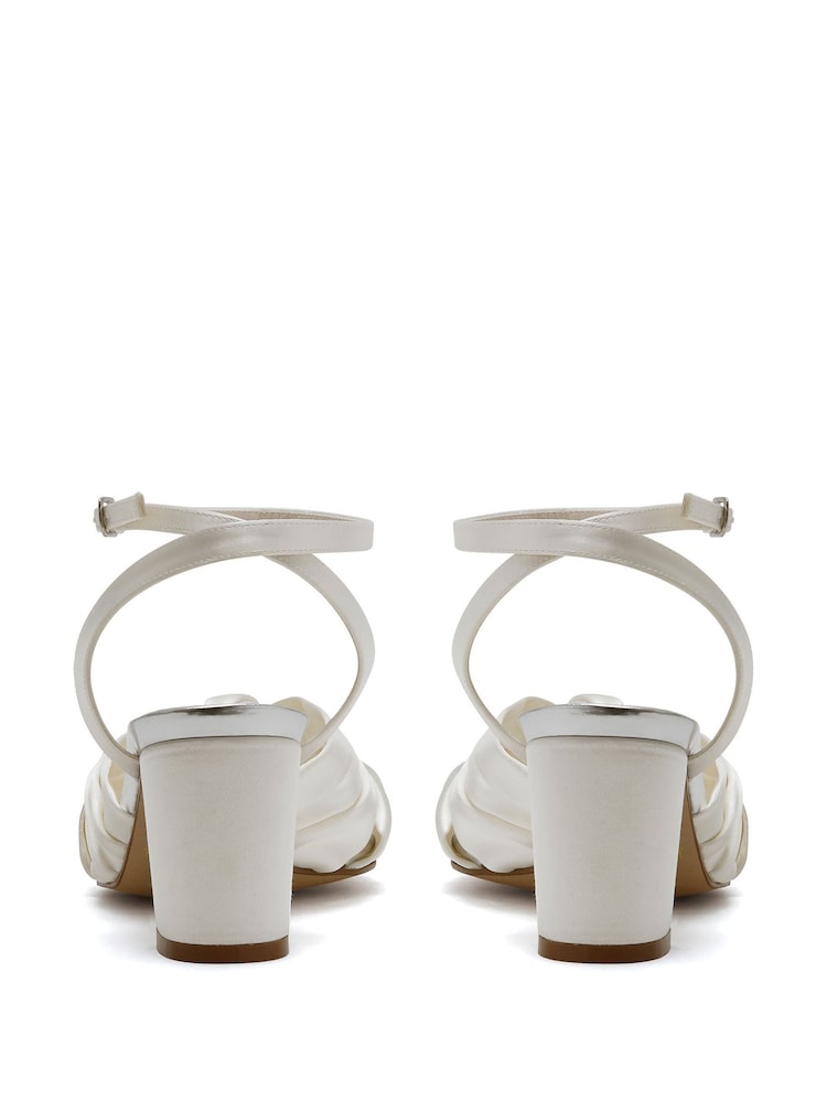 Rainbow Club Natural Thea Wide Fit Ivory Wedding Satin Sandals - Image 4 of 6