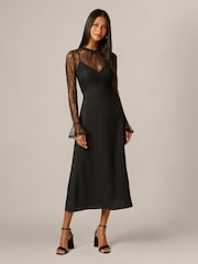 Adrianna Papell Black Combo Satin Ankle Dress - Image 1 of 6
