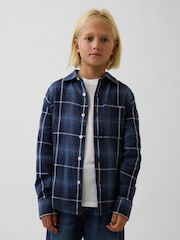Gap Navy/Blue Relaxed Flannel Shirt (4-13yrs) - Image 1 of 5