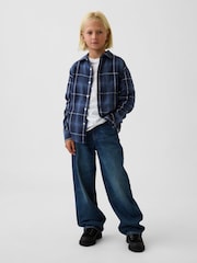 Gap Navy/Blue Relaxed Flannel Shirt (4-13yrs) - Image 3 of 5