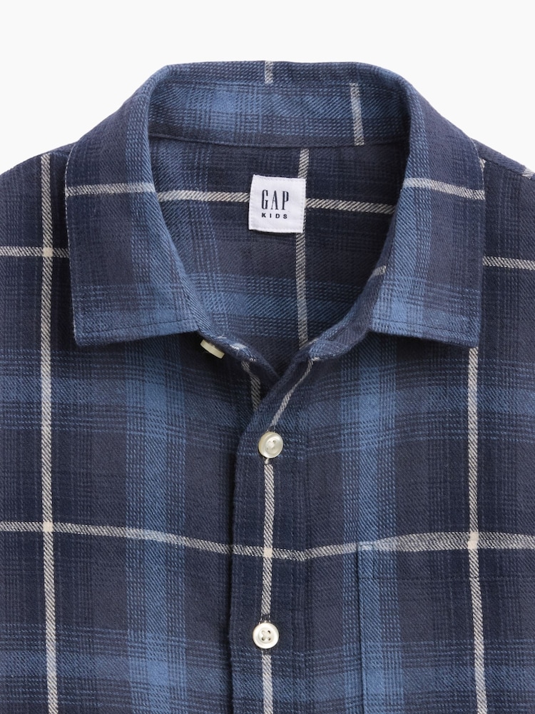 Gap Navy/Blue Relaxed Flannel Shirt (4-13yrs) - Image 5 of 5 Gap Navy/Blue Relaxed Flannel Shirt (4-13yrs) - Image 5 of 5