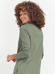 Khaki Green High Neck Long Sleeve Top - Image 1 of 5