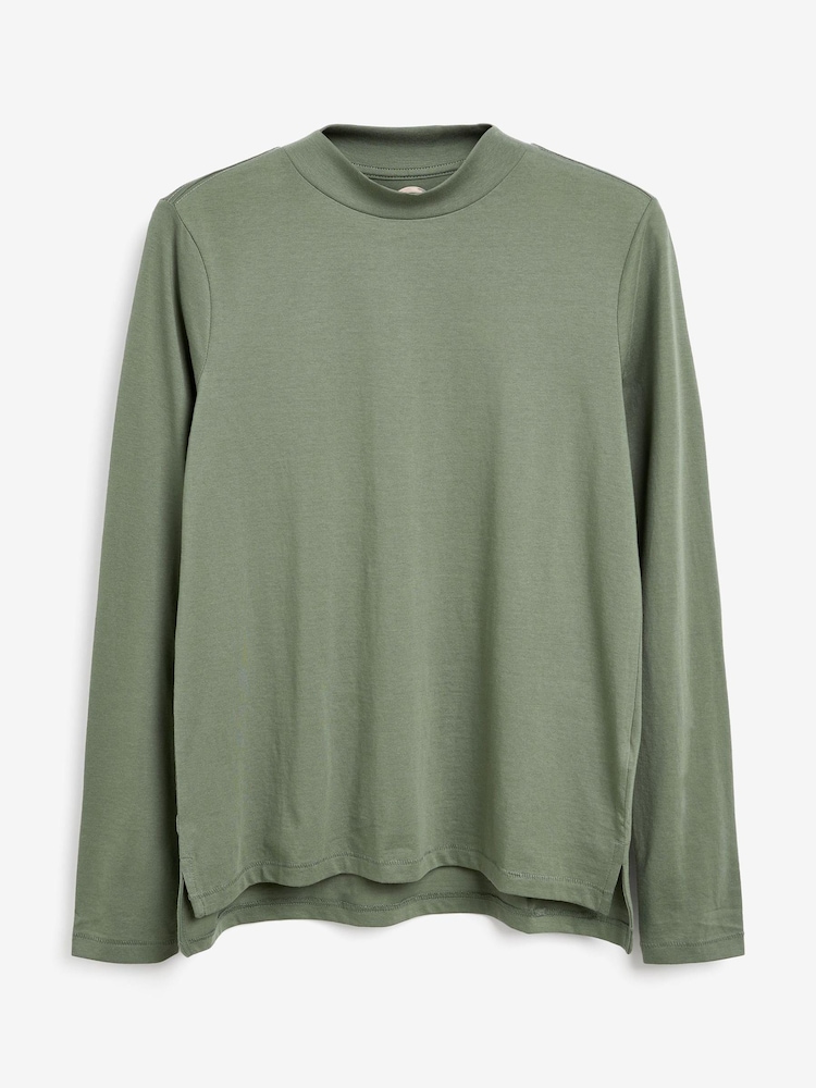 Khaki Green High Neck Long Sleeve Top - Image 5 of 5