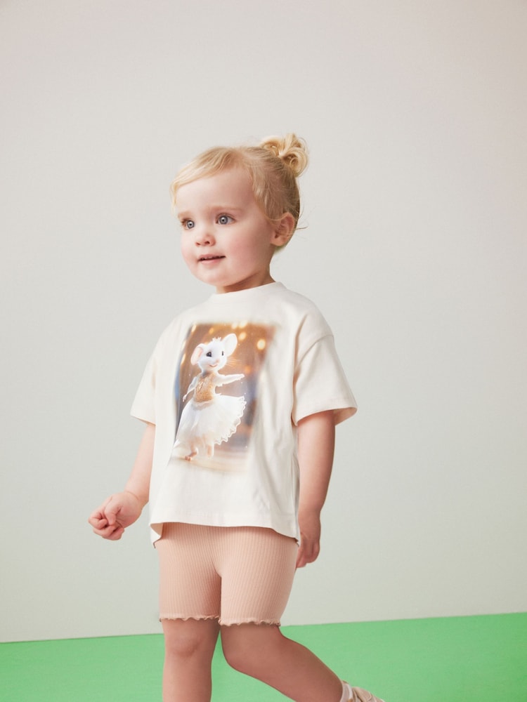Pink Mouse 100% Cotton Short Sleeve Top and Cycle Shorts Set (3mths-7yrs) - Image 1 of 6