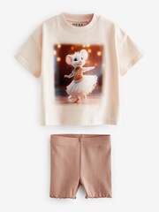 Pink Mouse 100% Cotton Short Sleeve Top and Cycle Shorts Set (3mths-7yrs) - Image 4 of 6