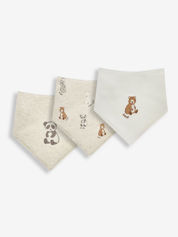 JoJo Maman Bébé Natural 3-Pack Bear Dribble Bibs - Image 1 of 4