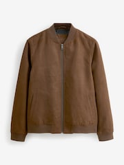 Brown Faux Suede Bomber Jacket - Image 7 of 10