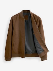 Brown Faux Suede Bomber Jacket - Image 8 of 10