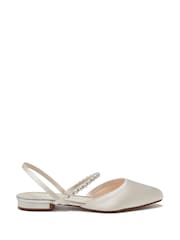 Rainbow Club Natural Romi Ivory Wedding Satin Slingback Shoes - Image 2 of 5
