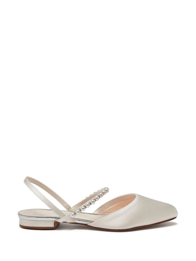 Rainbow Club Natural Romi Ivory Wedding Satin Slingback Shoes - Image 2 of 5