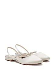 Rainbow Club Natural Romi Ivory Wedding Satin Slingback Shoes - Image 4 of 5