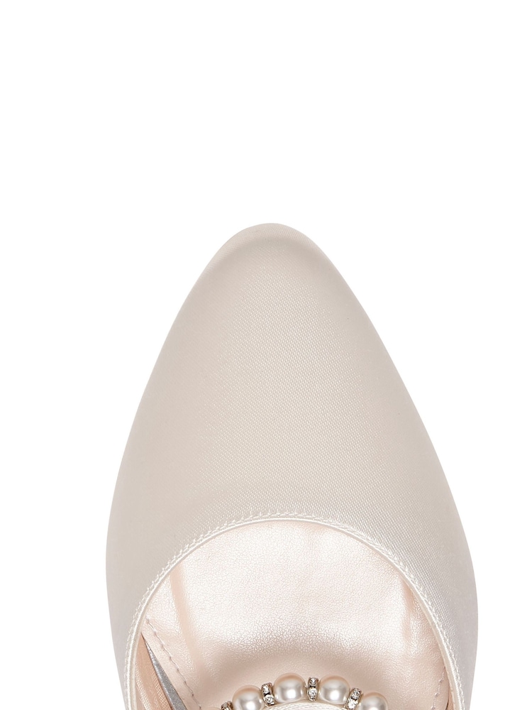 Rainbow Club Natural Romi Ivory Wedding Satin Slingback Shoes - Image 5 of 5