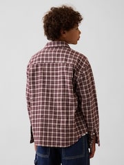 Gap Burgundy Check Relaxed Flannel Shirt (4-13yrs) - Image 2 of 5